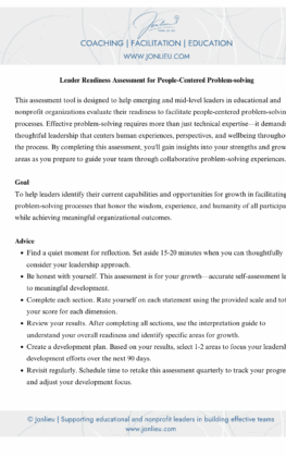Leader Readiness Assessment for People-Cetered ProblemSolving
