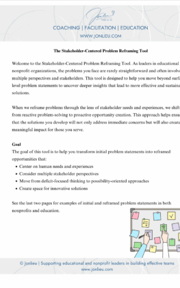 Stakeholder-Centered Problem Reframing Tool